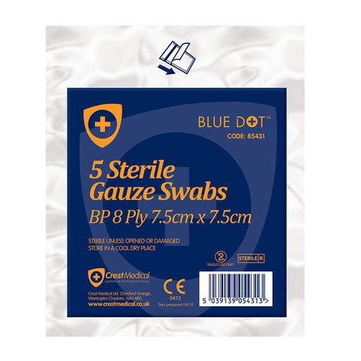 [CM0453] Medical gauze sterile swabs 7.5 X 7.5CM Pack of 5 